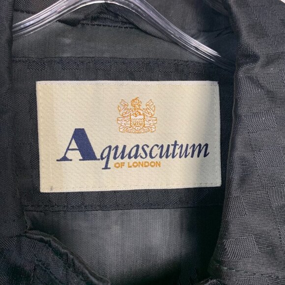 Aquascutum Vintage 80s Short Trench Coat Black Check Mid Mac Jacket - Picture 10 of 16